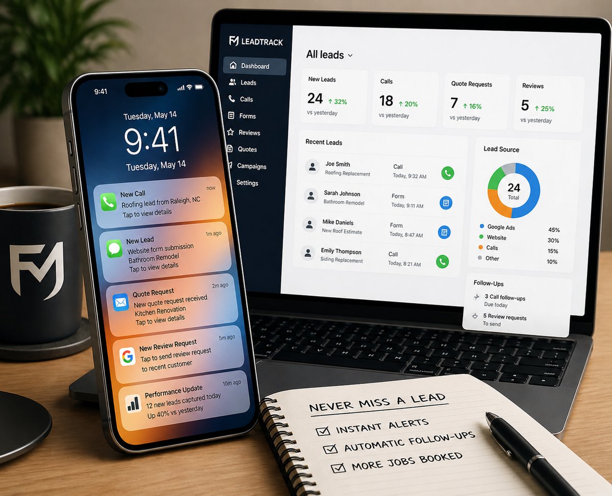 Lead tracking dashboard on laptop and phone