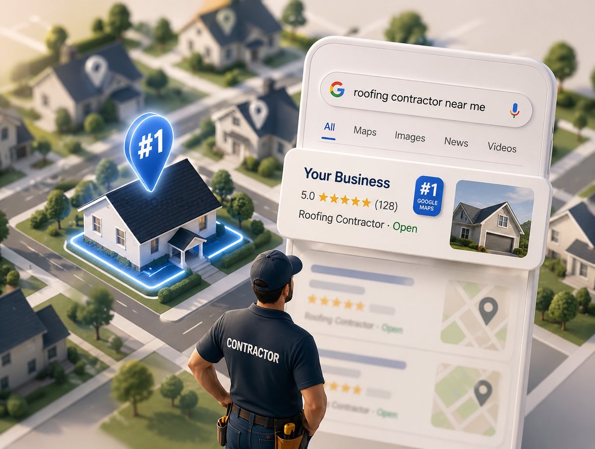 Top of Google map pack ranking with phone overlay
